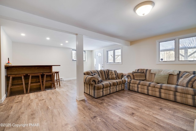 living room featuring light hardwood / wood-style floors