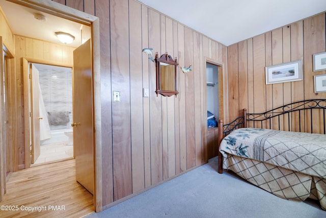 bedroom with light colored carpet