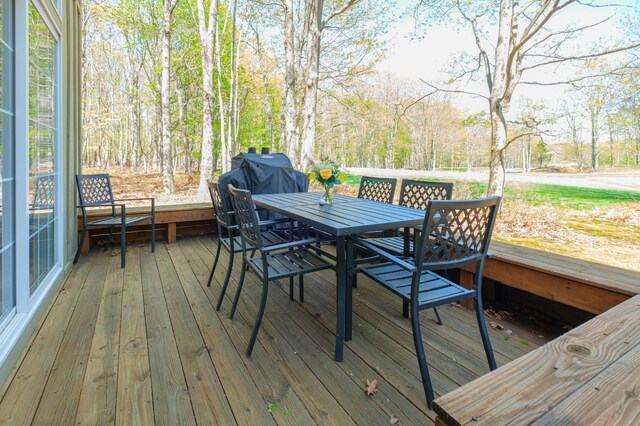 355 Windy Bush Rd, Pocono Pines, PA 18350 - wooden terrace featuring outdoor dining space