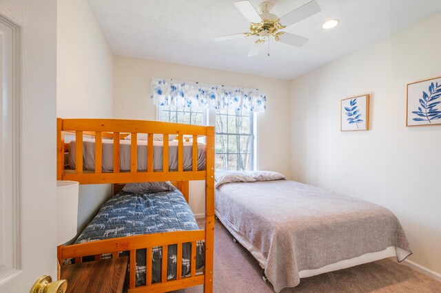 355 Windy Bush Rd, Pocono Pines, PA 18350 - bedroom featuring carpet flooring, baseboards, a ceiling fan, and recessed lighting