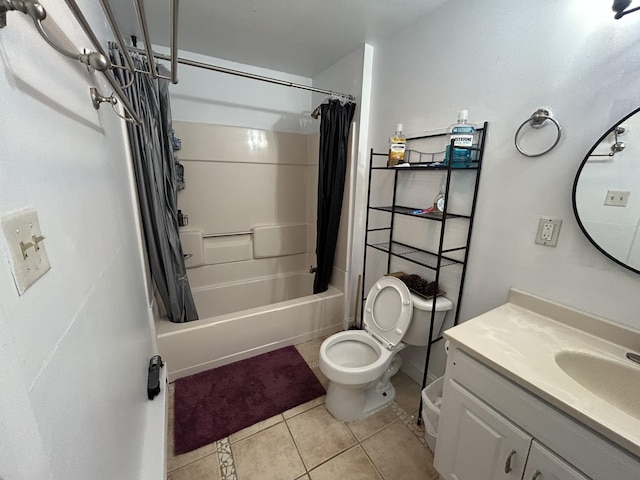 22 Quay Ave, Mount Pocono, PA 18344 - bathroom featuring shower / bath combination with curtain, vanity, and tile patterned flooring