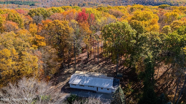 bird's eye view featuring a view of trees