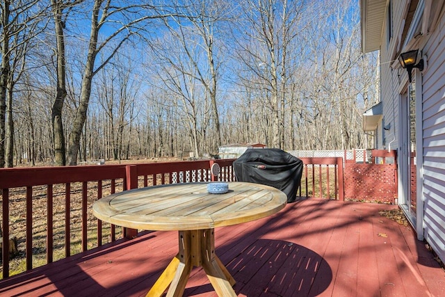 34 Heath Ln, Mount Pocono, PA 18344 - wooden terrace with a grill and outdoor dining space