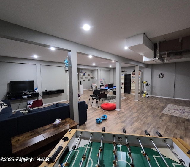 playroom featuring wood finished floors