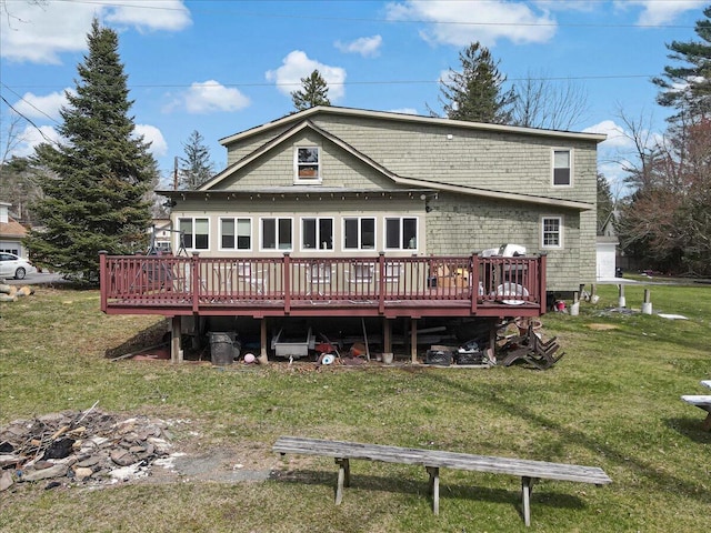 106 Silver Ln, Cresco, PA 18326 - rear view of property with a deck and a yard
