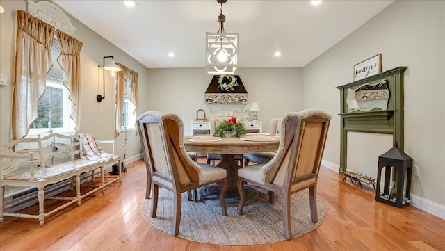 106 Silver Ln, Cresco, PA 18326 - dining space featuring light wood-style floors, baseboards, and recessed lighting