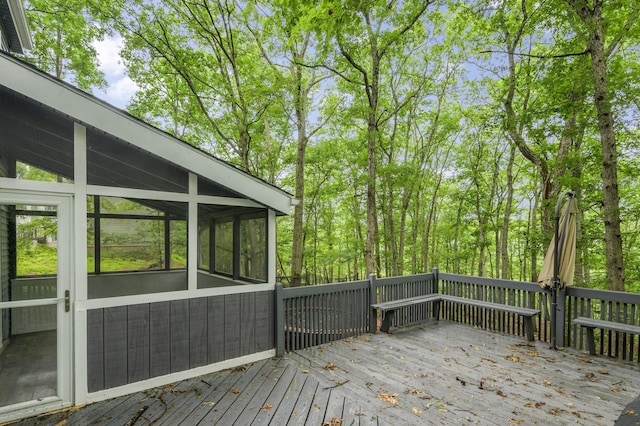 2162 Glasgow Dr, Bushkill, PA 18324 - wooden deck featuring a sunroom