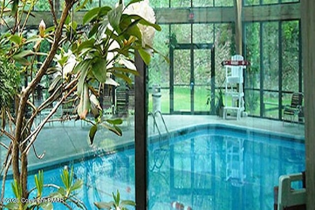 pool featuring glass enclosure