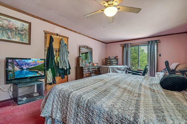 446 Dew Drop Dr, Jim Thorpe, PA 18229 - carpeted bedroom with crown molding and ceiling fan