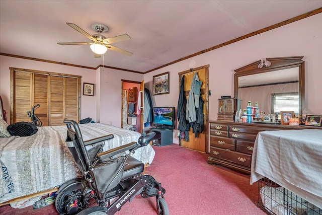 446 Dew Drop Dr, Jim Thorpe, PA 18229 - carpeted bedroom with ornamental molding and a ceiling fan