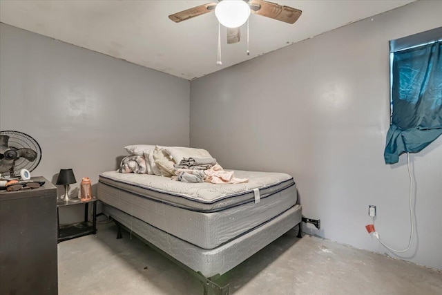 446 Dew Drop Dr, Jim Thorpe, PA 18229 - bedroom with unfinished concrete flooring and a ceiling fan