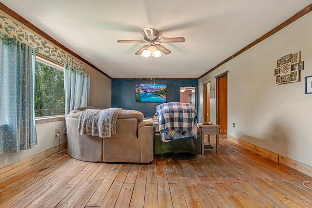 446 Dew Drop Dr, Jim Thorpe, PA 18229 - living area with ceiling fan, wood-type flooring, and crown molding