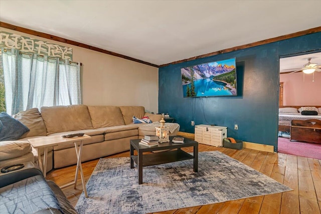 446 Dew Drop Dr, Jim Thorpe, PA 18229 - living area featuring hardwood / wood-style floors and a ceiling fan