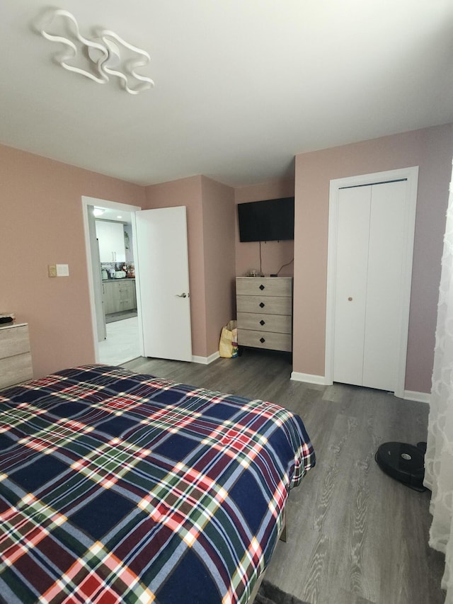419 Quaker Ct, Pocono Lake, PA 18347 - bedroom featuring wood finished floors, baseboards, and a closet