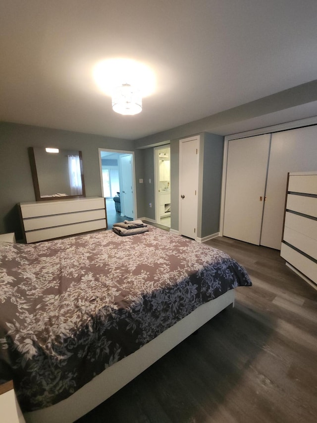 419 Quaker Ct, Pocono Lake, PA 18347 - bedroom with wood finished floors, two closets, and baseboards