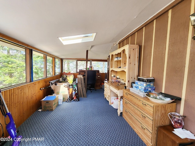 interior space featuring a skylight