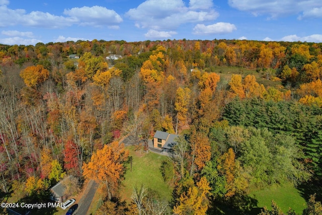 bird's eye view featuring a view of trees