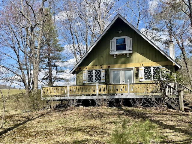 215 Outer Dr, Dingmans Ferry, PA 18328 - view of front of house featuring a deck