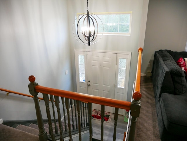 5109 Hickory Ln, East Stroudsburg, PA 18302 - entrance foyer with baseboards and a notable chandelier
