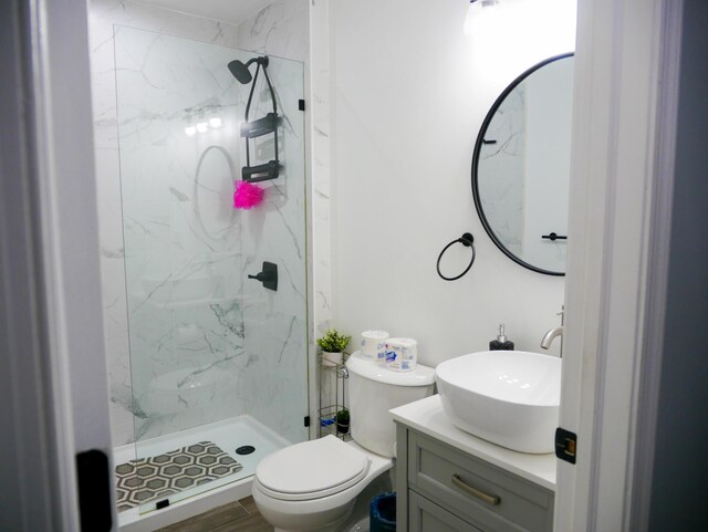 5109 Hickory Ln, East Stroudsburg, PA 18302 - full bath featuring toilet, vanity, and a marble finish shower