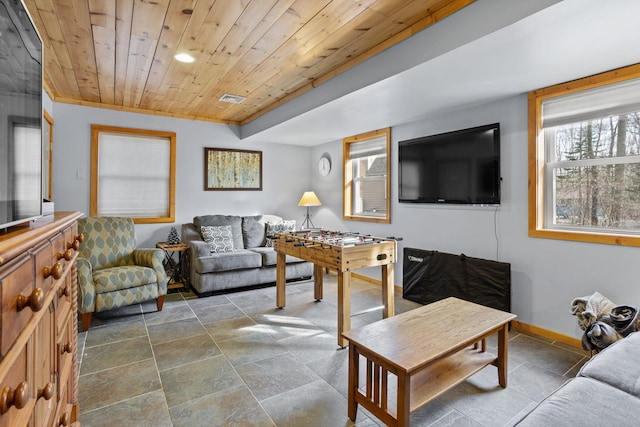 225 N Arrow Dr, Pocono Lake, PA 18347 - living room with wooden ceiling and recessed lighting