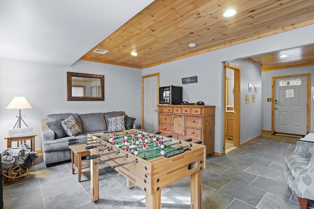 225 N Arrow Dr, Pocono Lake, PA 18347 - game room featuring wooden ceiling and recessed lighting