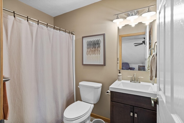 225 N Arrow Dr, Pocono Lake, PA 18347 - bathroom with vanity, ceiling fan, and a shower with curtain