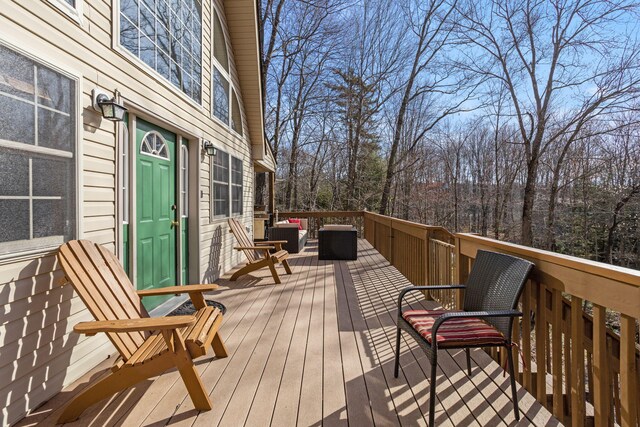 225 N Arrow Dr, Pocono Lake, PA 18347 - wooden deck with outdoor lounge area