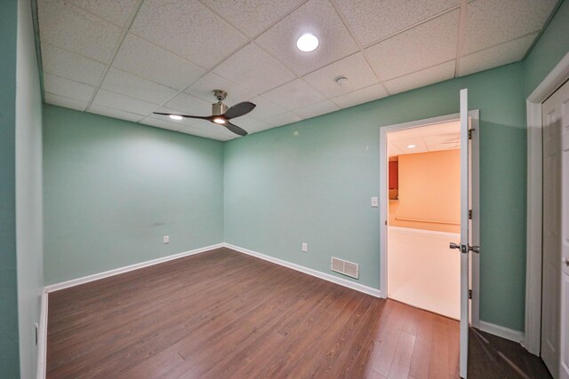 205 Osprey Way E, Stroudsburg, PA 18302 - spare room featuring ceiling fan, wood finished floors, a paneled ceiling, and baseboards