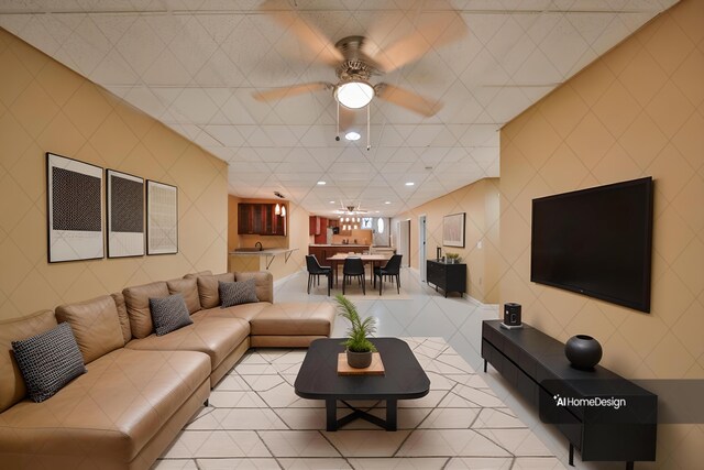 205 Osprey Way E, Stroudsburg, PA 18302 - living room featuring ceiling fan