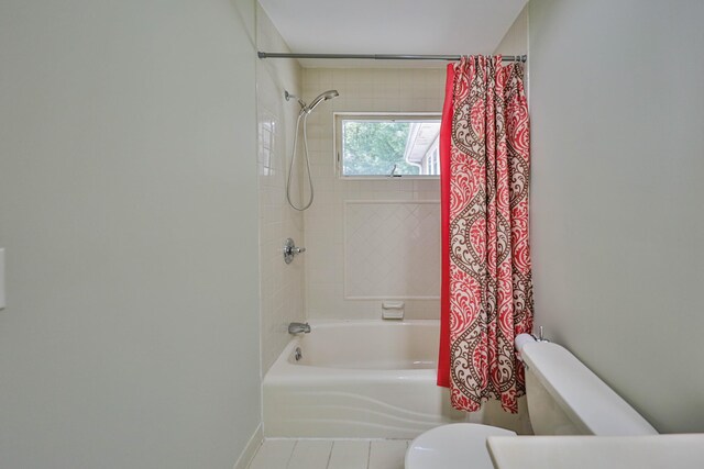 205 Osprey Way E, Stroudsburg, PA 18302 - full bath with shower / bath combo, toilet, tile patterned floors, and baseboards