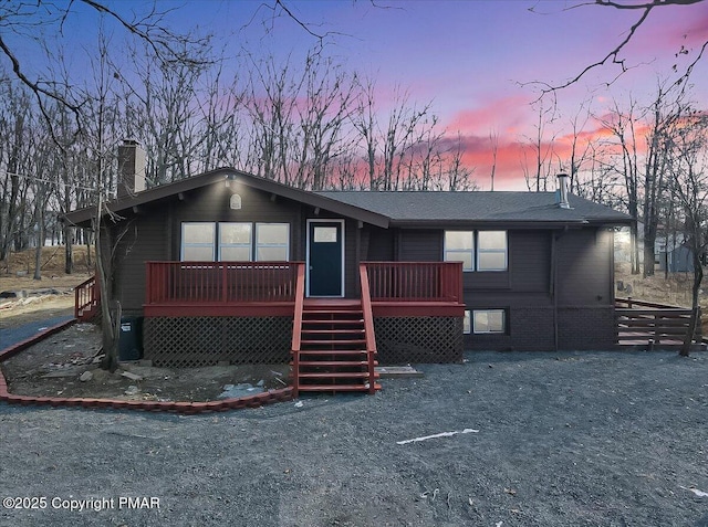 2161 Bushkill Cir, Bushkill, PA 18324 - view of front of property with a chimney and stairway
