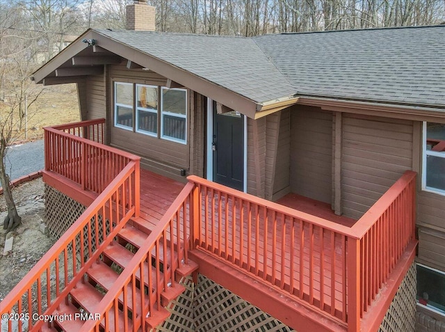 wooden terrace with stairway