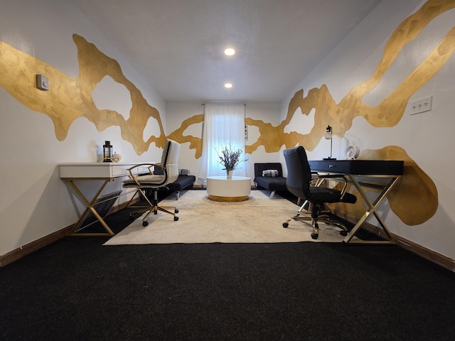1490 Waterfront Dr, Tobyhanna, PA 18466 - carpeted home office with baseboards and recessed lighting