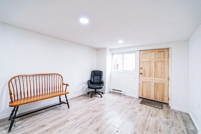 1553 Locust Ln, Pocono Lake, PA 18347 - sitting room with a baseboard radiator, light wood-style floors, and recessed lighting