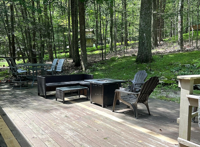1553 Locust Ln, Pocono Lake, PA 18347 - deck with a fire pit and outdoor dining area