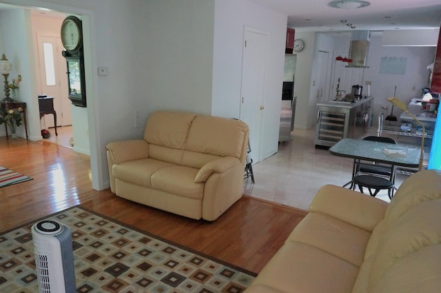 6251 Decker Rd, Bushkill, PA 18324 - living room featuring beverage cooler and light wood-type flooring