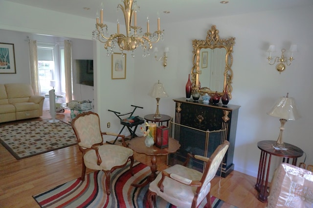 6251 Decker Rd, Bushkill, PA 18324 - dining space featuring a chandelier and wood finished floors