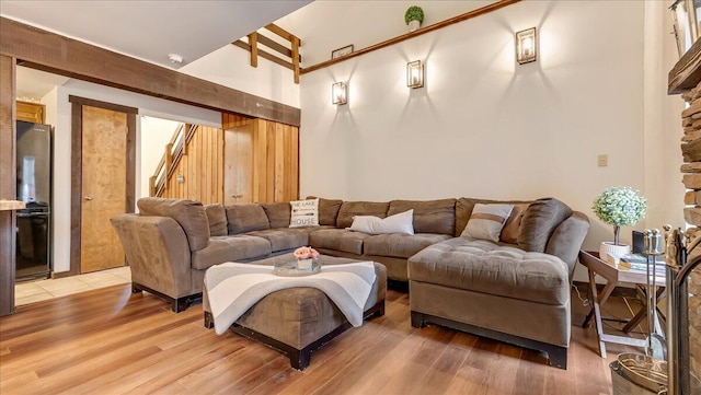 living area featuring light wood-type flooring