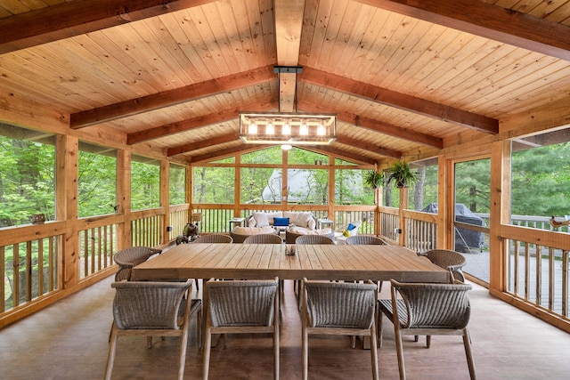 104 Jimmy Pond Ct, Pocono Pines, PA 18350 - dining space featuring plenty of natural light and wooden ceiling