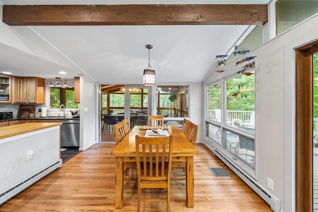 104 Jimmy Pond Ct, Pocono Pines, PA 18350 - dining space featuring a baseboard heating unit and light wood-type flooring