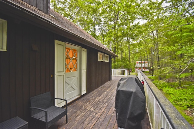 1046 Maple Dr, Pocono Lake, PA 18347 - wooden terrace featuring grilling area