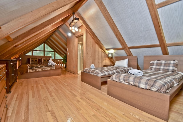 1046 Maple Dr, Pocono Lake, PA 18347 - bedroom with wood-type flooring and wooden walls