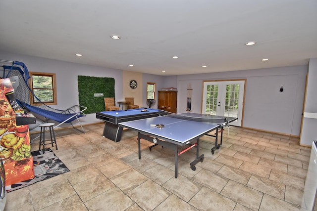 1046 Maple Dr, Pocono Lake, PA 18347 - rec room with recessed lighting and french doors