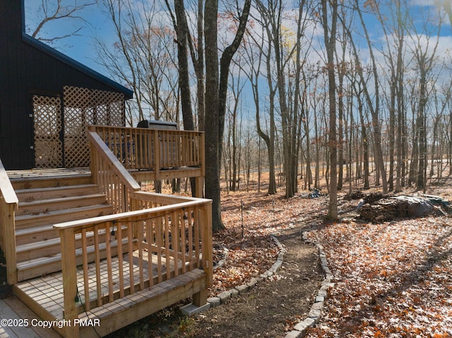 view of yard with a wooden deck