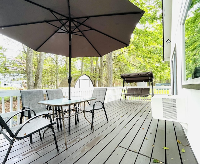 8540 Hillcrest Dr, Tobyhanna, PA 18466 - wooden terrace with outdoor dining space