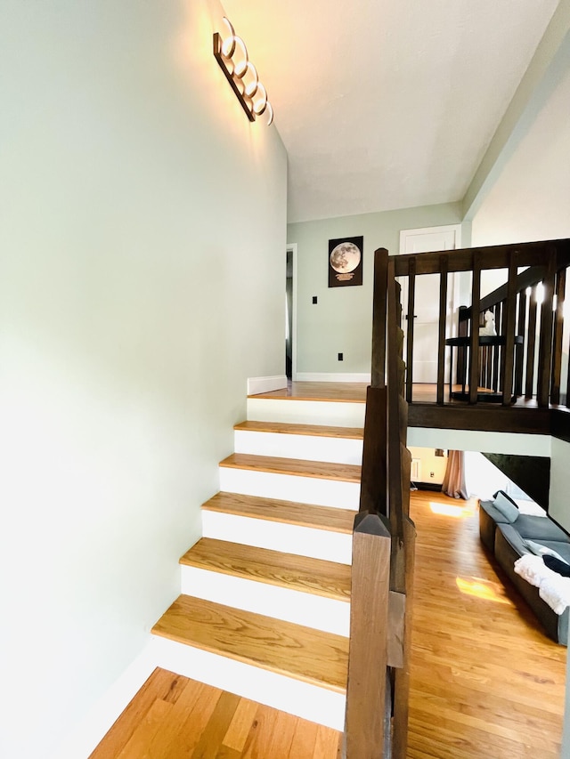 8540 Hillcrest Dr, Tobyhanna, PA 18466 - stairs featuring wood finished floors