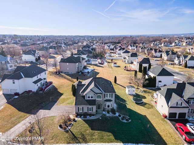 birds eye view of property with a residential view