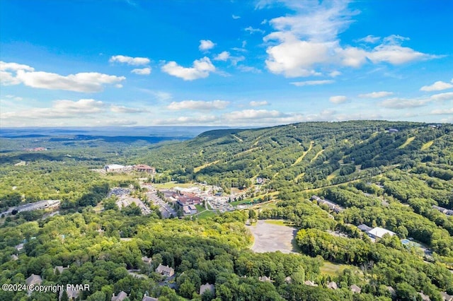 bird's eye view featuring a view of trees