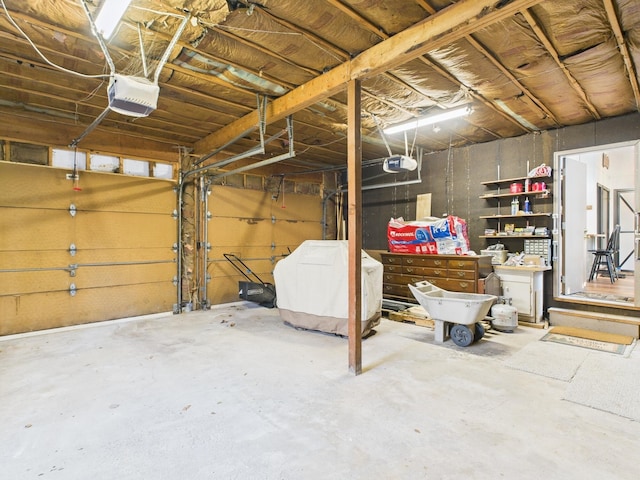 garage with a garage door opener